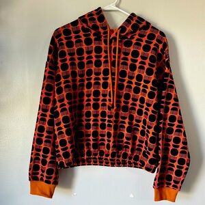 Orange/Black Women's Crop Hoodie Size Large Sweatshirt